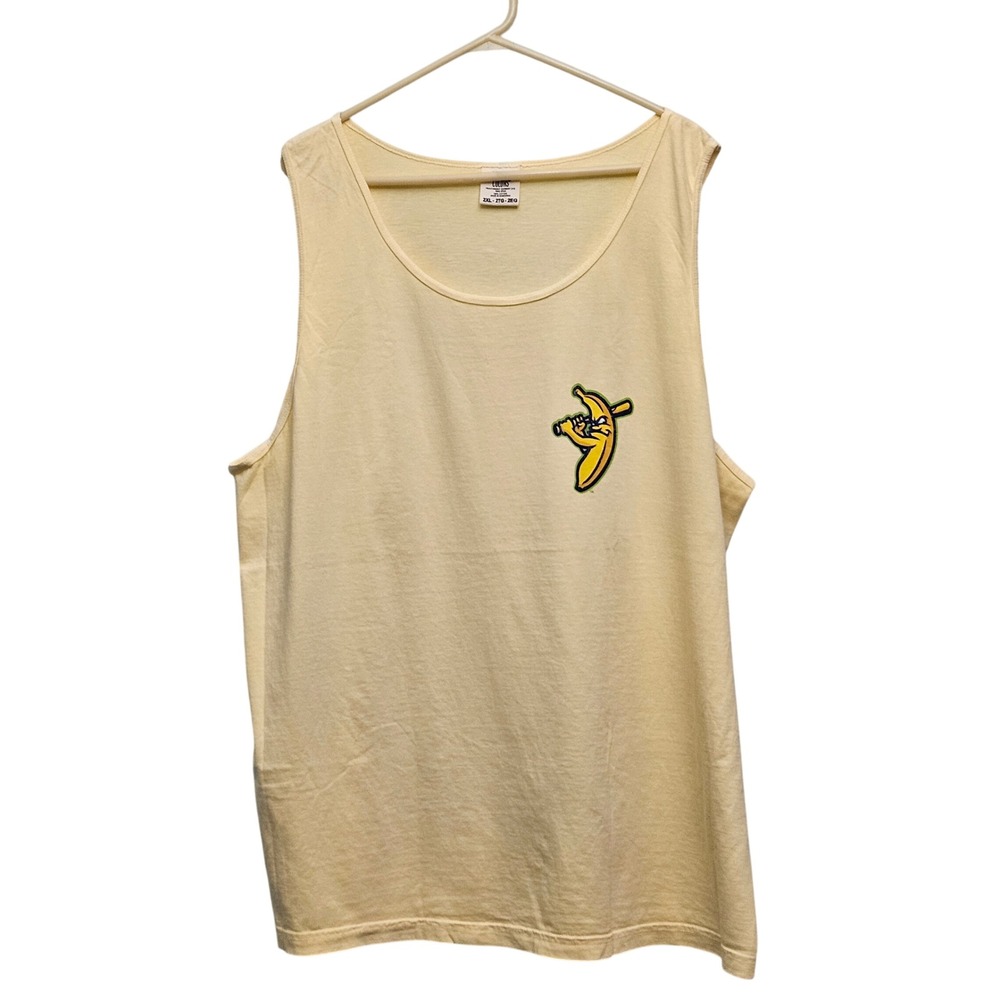Comfort Colors Tank Top Mens 2XL Yellow Banana Baseball Bat Graphic Cotton Tee